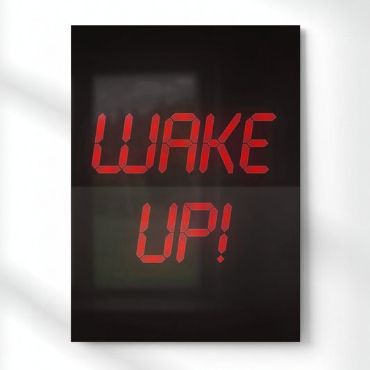 Wake Up – Red Alert Mode Quote Metal Poster | Aesthetic Pop Art Wall Decor & Painting