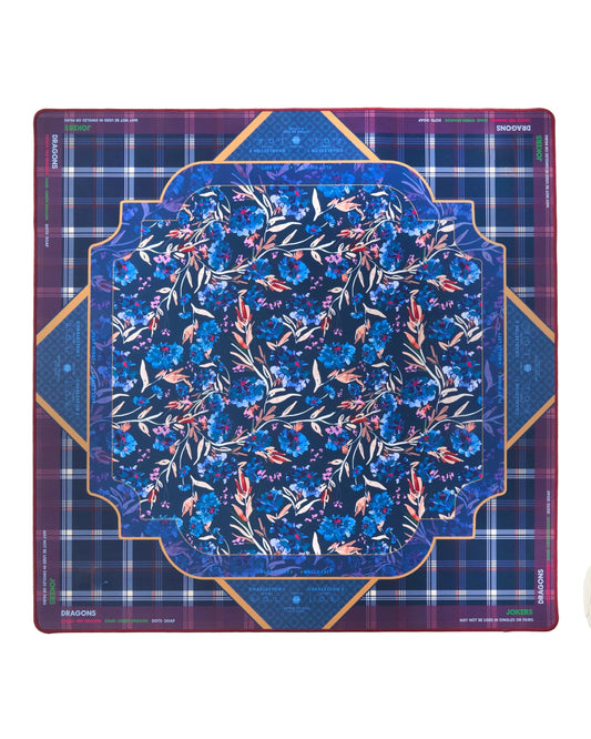 Midnight Bluebell Mahjong Mat – 33×33 Inch Mahjong Game Mat