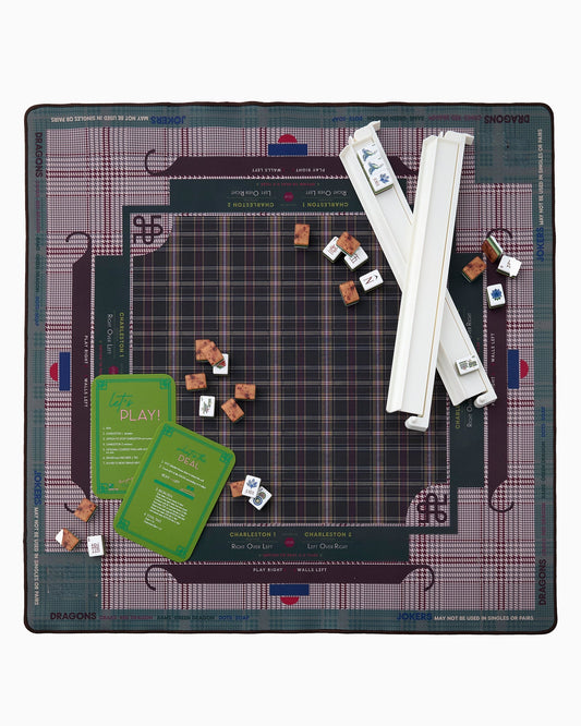 Midnight Tartan Mahjong Mat – 33×33 Inch Mahjong Game Mat