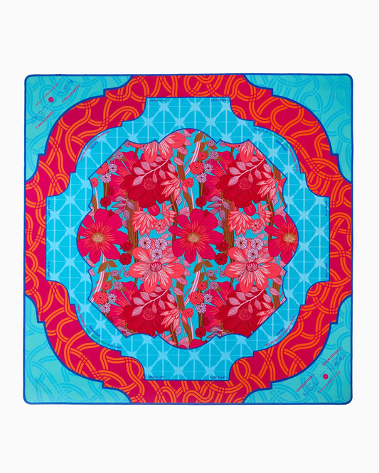 Tangerine Bloom Mahjong Mat – 33×33 Inch Mahjong Game Mat