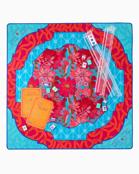 Tangerine Bloom Mahjong Mat – 33×33 Inch Mahjong Game Mat
