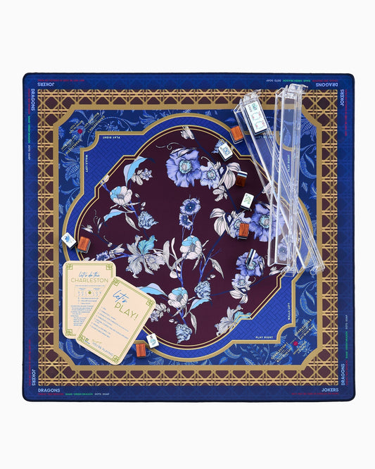 Midnight Orchid Mahjong Mat – 33×33 Inch Mahjong Game Mat