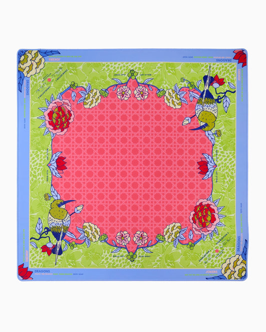 Peacock Picnic Mahjong Mat – 33×33 Inch Mahjong Game Mat