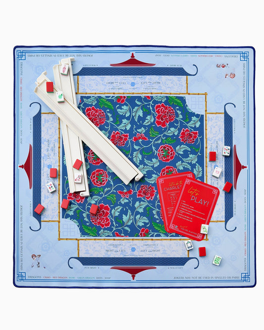 Crimson Peony Mahjong Mat – 33×33 Inch Mahjong Game Mat
