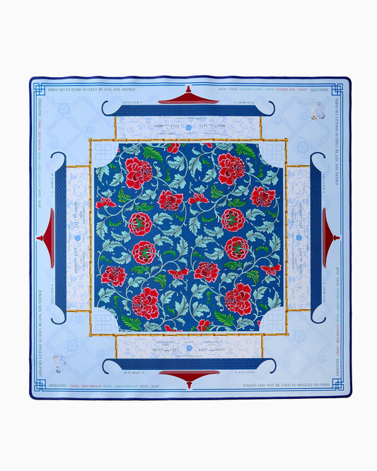 Crimson Peony Mahjong Mat – 33×33 Inch Mahjong Game Mat