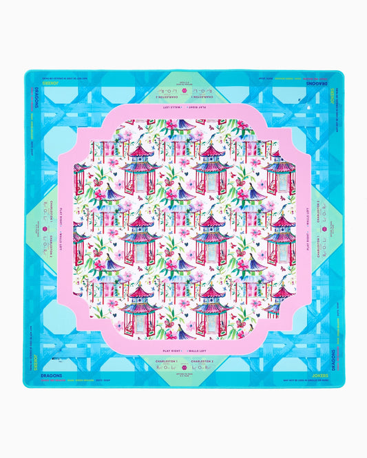 Pagoda Promenade Mahjong Mat – 33×33 Inch Mahjong Game Mat