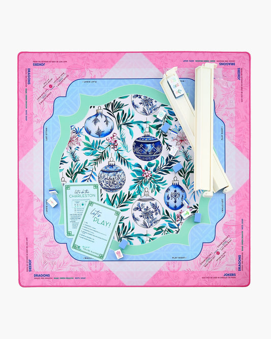 Porcelain Noel Mahjong Mat – 33×33 Inch Mahjong Game Mat