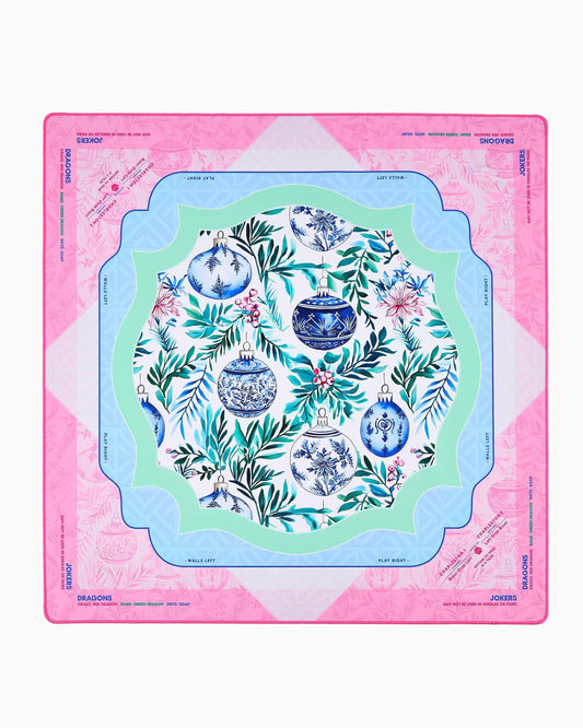 Porcelain Noel Mahjong Mat – 33×33 Inch Mahjong Game Mat