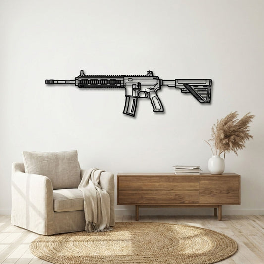 M416 Silhouette BGMI Metal Gun Silhouette Wall Art - PixelGears