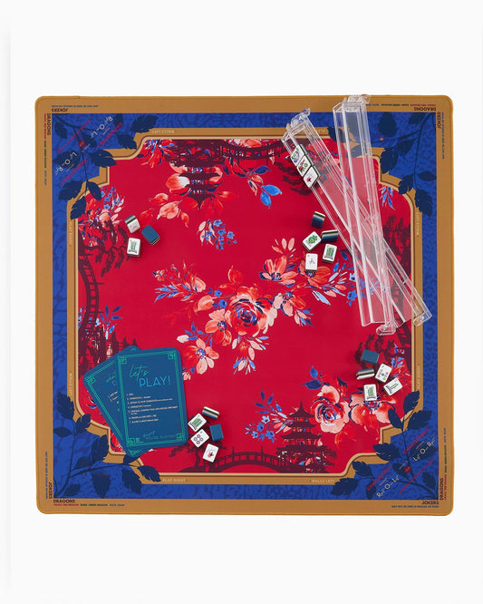 Crimson Dynasty Mahjong Mat – 33×33 Inch Mahjong Game Mat