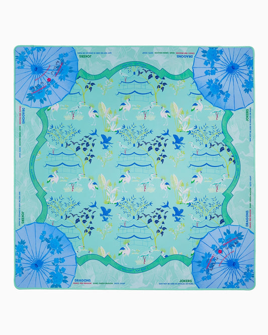 Azure Crane Mahjong Mat – 33×33 Inch Mahjong Game Mat