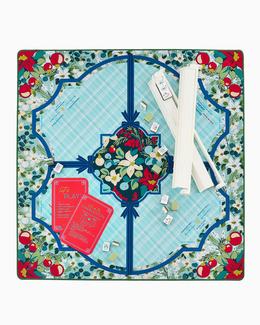 Winterberry Tartan Mahjong Mat – 33×33 Inch Mahjong Game Mat